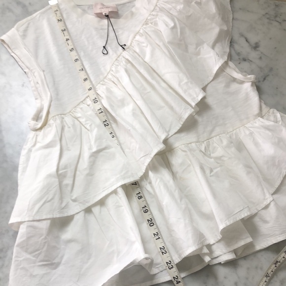 5 a 7 cinq a sept White Ruffled Women's Top Size S - Picture 12 of 13